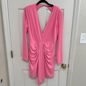 ZARA Pink Long Sleeve Draped Dress